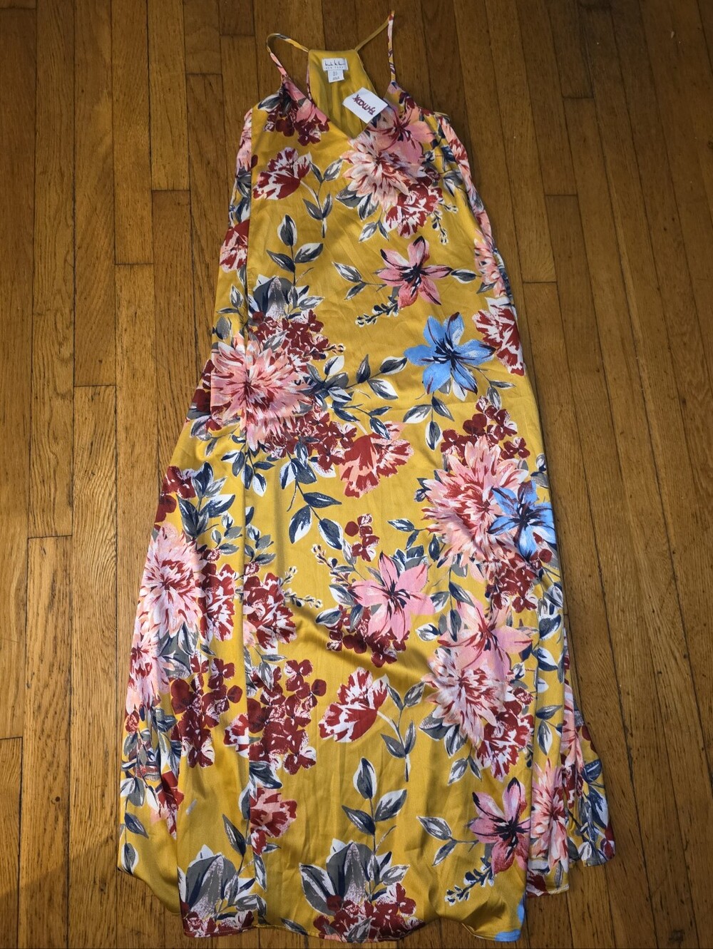 Nicole Miller Yellow Floral Slip Maxi Dress - Picture 2 of 3